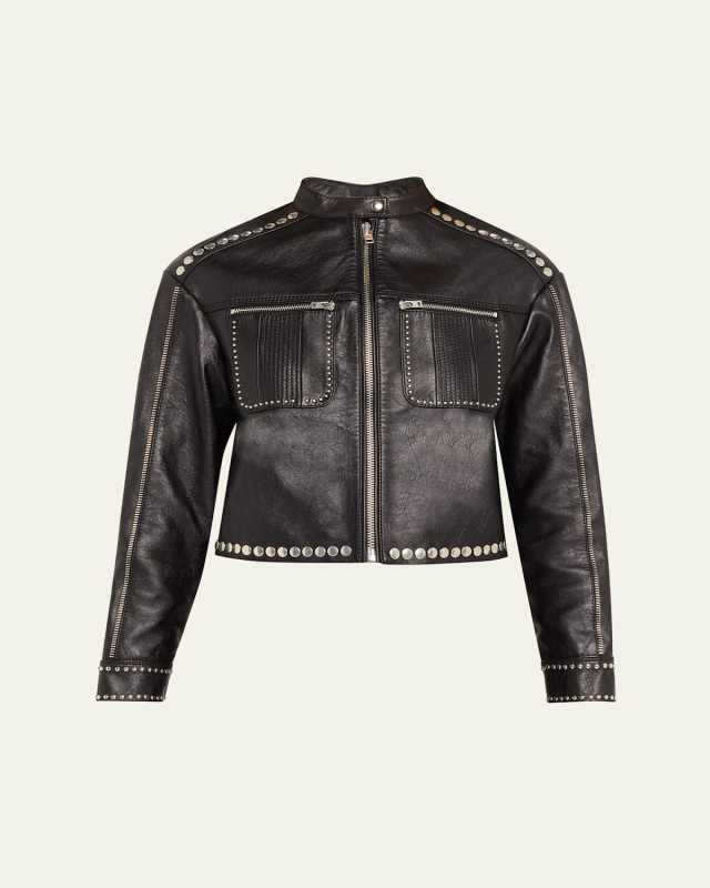 Studded Leather Biker Jacket